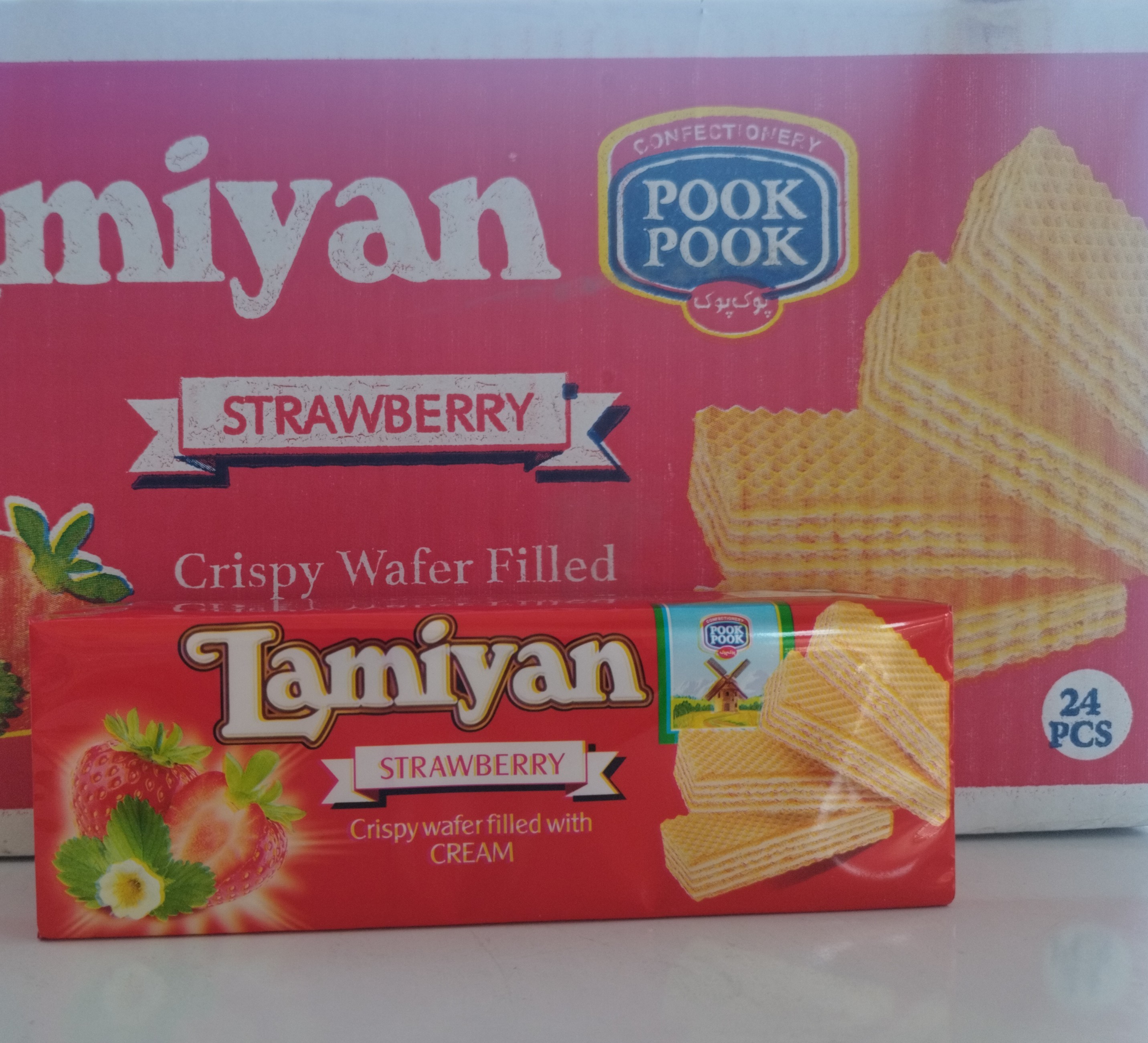 لامیان پوک پوک ویفر مینی مانژ توت فرنگی 45 گرمی